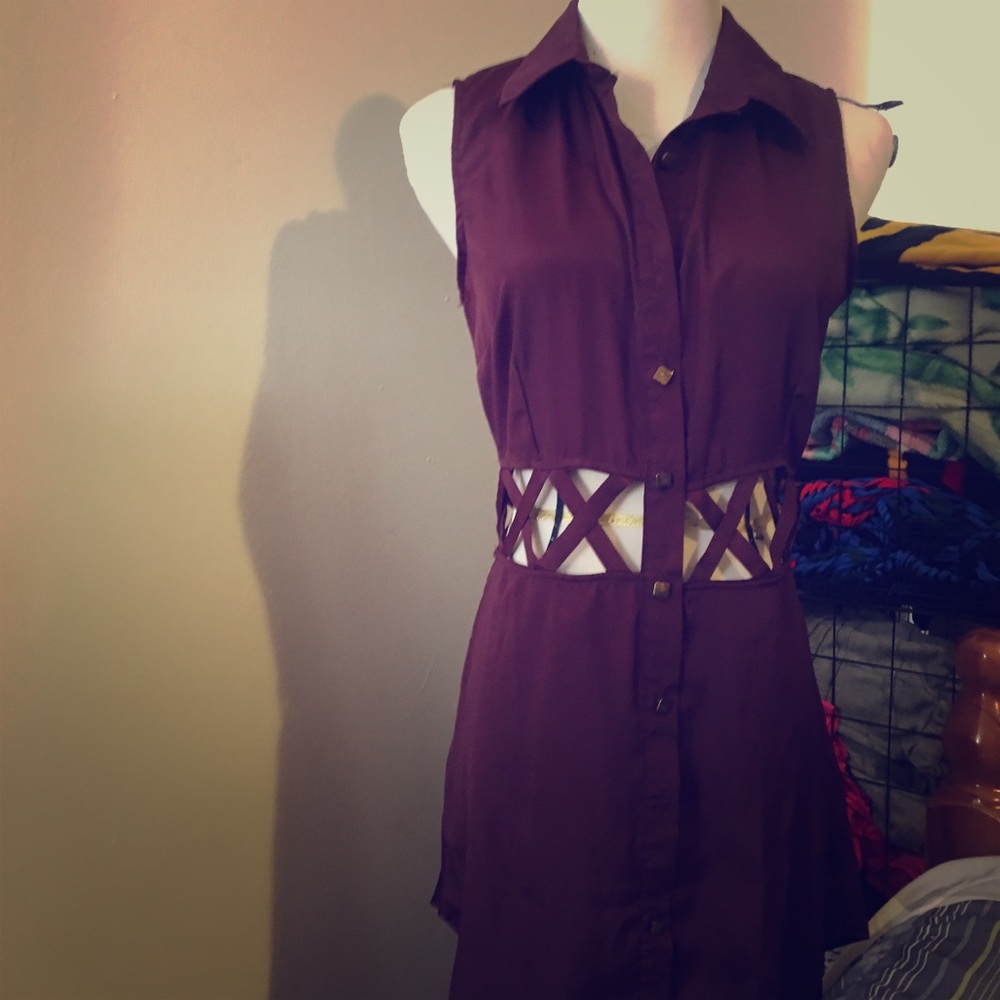 Burgundy button down Dress